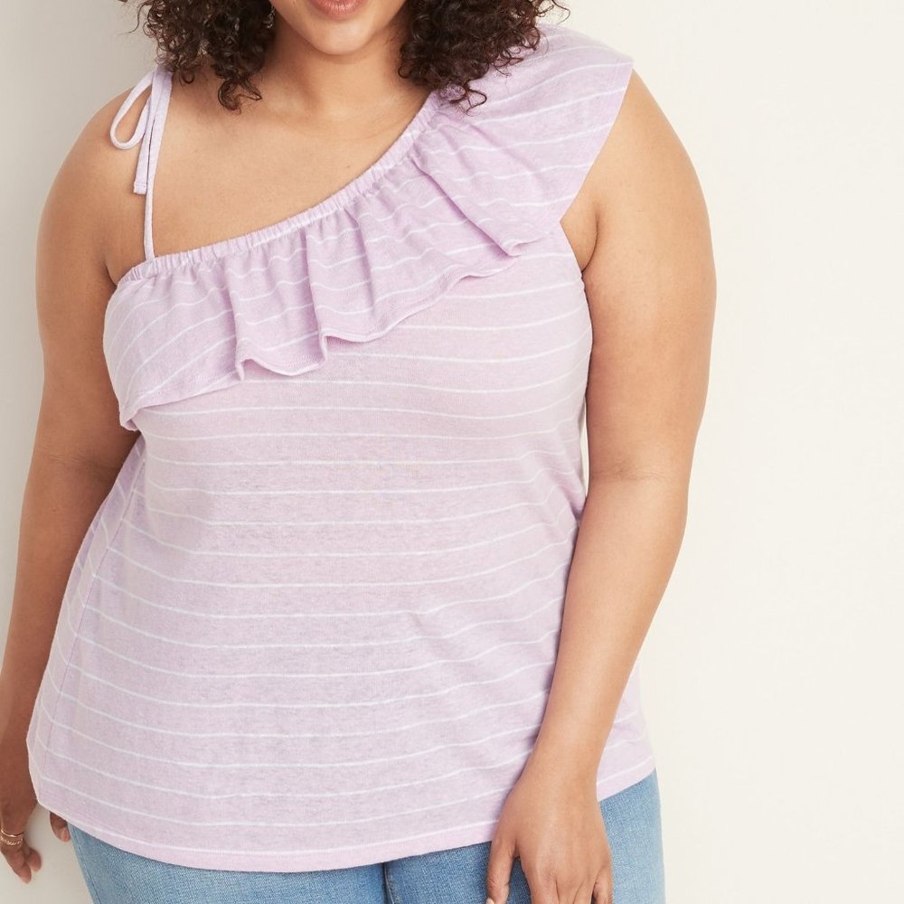 Old Navy Ruffled Linen-Blend One-Shoulder Size XL - Picture 1 of 6